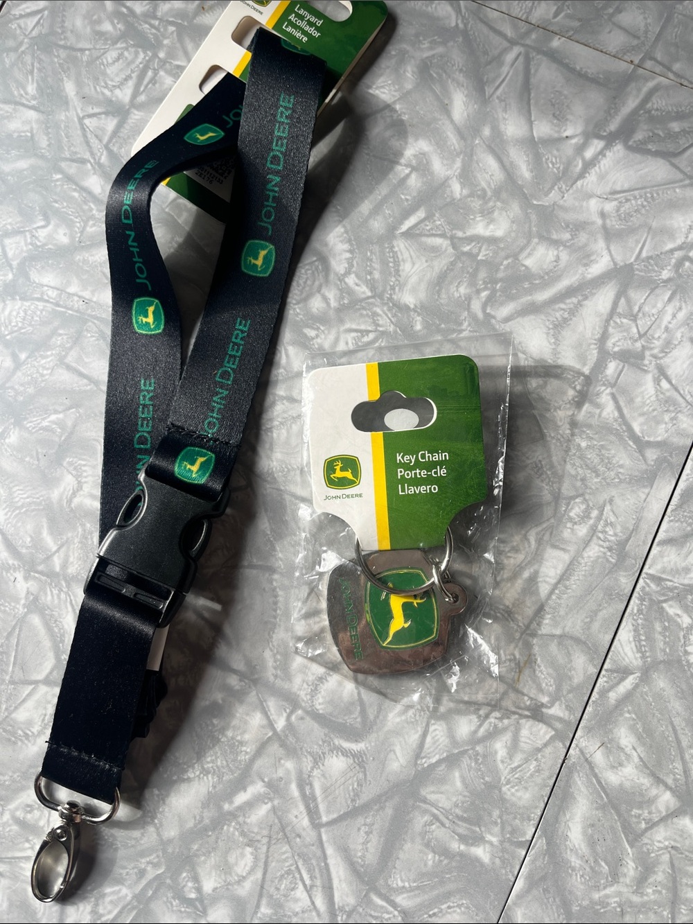 John Deere Black Lanyard and Key Chain with Green Logo